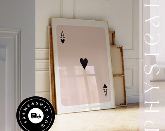 Ace of Hearts Playing Card Print, Retro Y2K Wall Art