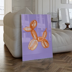 Balloon Dog Pop Art Gallery Print, Funky Modern Aesthetic, Y2K Pet Balloon Sculpture, Maximalist Retro Disco Decor, Hypebeast College Dorm