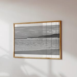 Black and White Beach Wall Art, Coastal Landscape Photography, Ocean Waves Print, Seaside Home Decor, Beach Wall Decor, Minimalist Beach Art