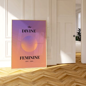 Cartel de aura femenina divina, afirmación positiva, arte de pared de manifestación espiritual, conjunto de impresión de degradado, estética moderna de moda consciente