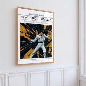 Ikona Elvisa Presleya Taniec Gazeta Wydruk, Sztuka Ścienna Kuchenna, Ostry Pop Art, Modna Nowoczesna Estetyka, Pop Art, Plakat Retro Bar Cart