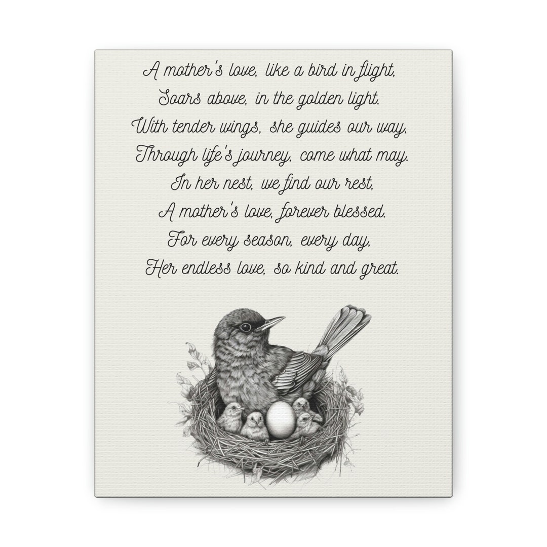 A Mother's Love Symbolic Mother Bird Poem Canvas Gallery Etsy