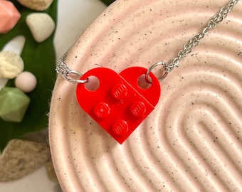 LEGO Heart necklace, Couple necklace, Necklace for couple, Cute necklace for boyfriend, Couple matching necklace, Funny couple necklace