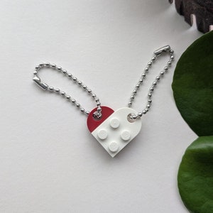Heart Keychain Set - Made with Authentic LEGO® Bricks, Matching Friendship Gift for Couples, Best Friends, Matching heart shaped keychains
