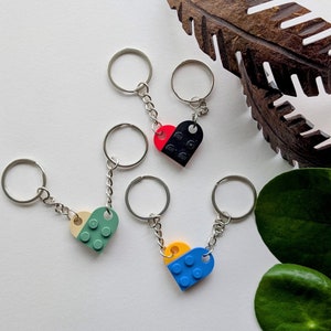 Heart matching keychain, LEGO keychain, Couple matching heart keychain, Heart keychain set, Couple keychain set, LEGO couple keychain set
