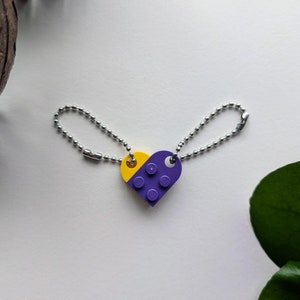Heart Keychain Set - Made with Authentic LEGO® Bricks, Matching keychains gift for Couple, Best friends, parents