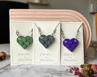 Lego Heart Necklace Purple Heart Keychain Set Made With Authentic