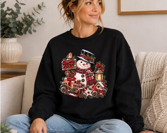 Snowman Christmas Sweatshirt, Cute Snowman Christmas Jumper, Traditional Festive Sweater, Winter Holiday Jumper, Christmas Gift for Women