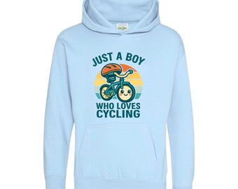 Just A Boy Who Loves Cycling Hoodie Tee – Fun Biker Gift for Kids