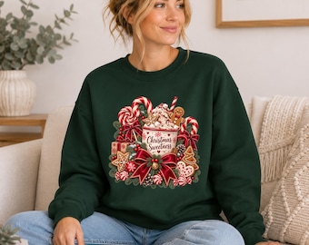 Christmas Gingerbread Sweatshirt, Christmas Sweetness Jumper, Candy Cane Christmas Sweater, Cute Festive Jumper, Christmas Gift for Her