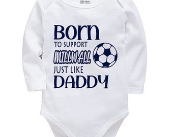 Millwall Personalised Born to Support Just Like Daddy, Grandad, Mummy, Nanna Football Baby Vest | Bodysuit | Baby Gift | New Baby