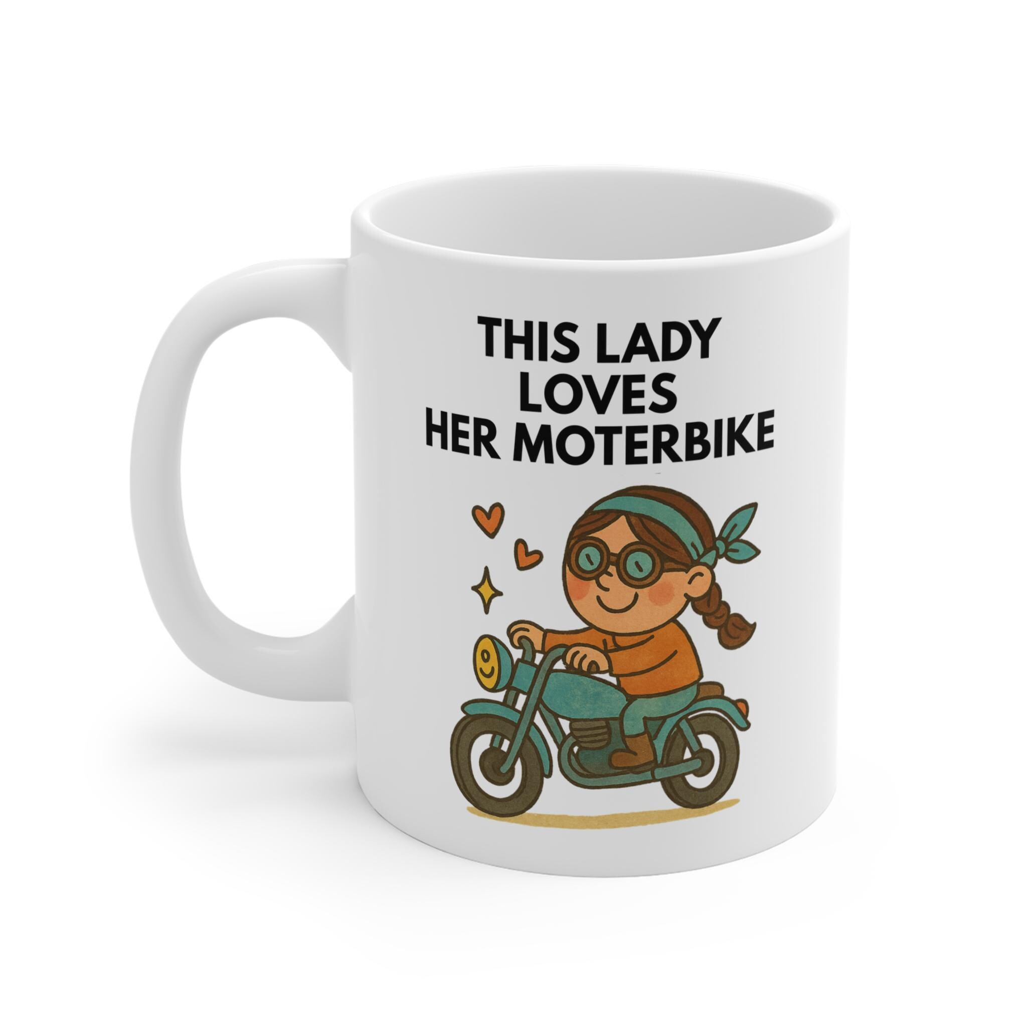 Diese Dame liebt ihr Motorrad 11 Unzen Keramikbecher - perfektes Geschenk für Biker-Mädchen