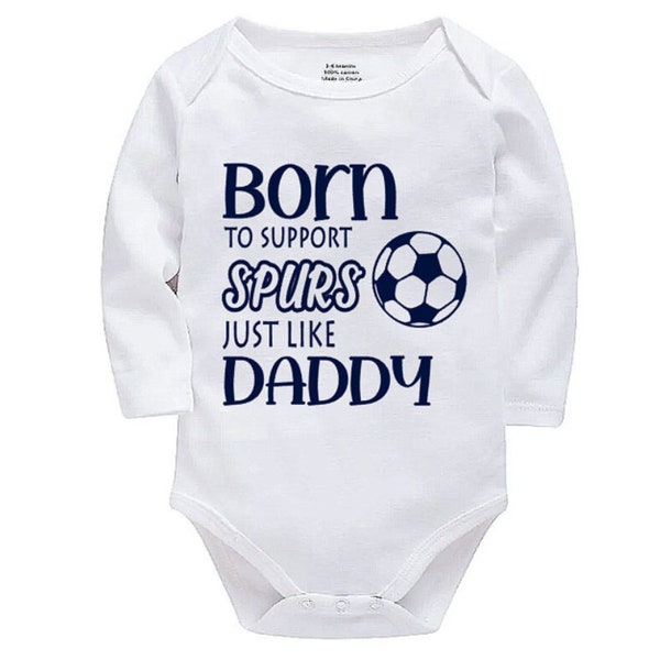 Tottenham Spurs Personalised Born to Support Just Like Daddy, Grandad, Mummy, Nanna Football Baby Vest | Bodysuit | Baby Gift | New Baby