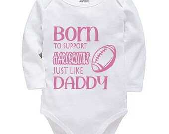 Harlequins Personalised Born to Support Just Like Daddy, Grandad, Mummy, Nanna Rugby Baby Vest | Bodysuit | Baby Gift | New Baby