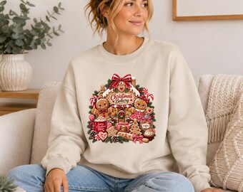 Gingerbread Christmas Sweatshirt, Christmas Bakery Jumper, Gingerbread Man Sweater, Cute Christmas Baking Shirt, Festive Gift for Women