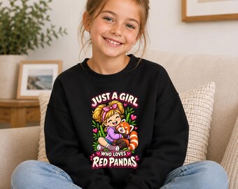 Bluza z czerwoną pandą dla dziewczynek, sweter dla dziewczynek, które kochają czerwone pandy, uroczy prezent z czerwoną pandą, bluza dla miłośników zwierząt, prezent dla dzieci z pandą