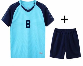 Personalised Kids Football Kit, Custom Name Number Soccer Jersey, Boys Football Shirt and Shorts Set, Kids Soccer Uniform Gift