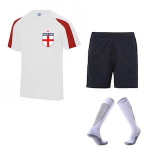 England Personalised Football Jersey, Short and Sock Sport PE Kit for Boys, Girls Perfect for Birthday Christmas Gift