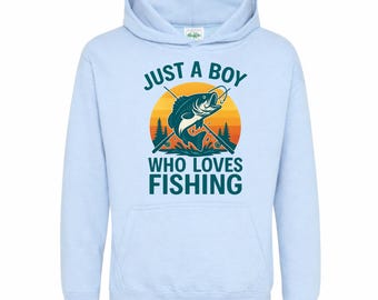 Just a Boy Who Loves Fishing Hoodie, Kids Fishing Hoodie, Funny Fishing Gift for Boys, Angler Kids Sweatshirt