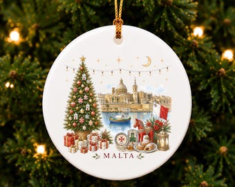 Malta Christmas Ornament, Valletta Ornament, Malta Travel Gift, Maltese Christmas Decor, Christmas Around the World