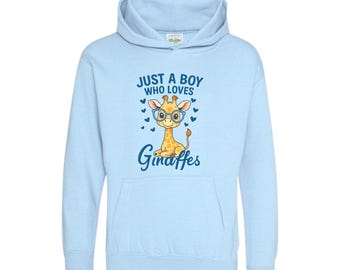Just A Boy Who Loves Giraffes Hoodie Tee – Cute Animal Lover Gift for Kids
