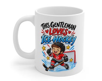 Taza de hockey sobre hielo para hombre, Taza "Este caballero ama el hockey sobre hielo", Regalo para aficionado al hockey, Regalo para jugador de hockey, Taza para amante de los deportes