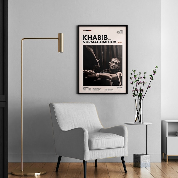 Affiche moderne d'art de mur de gymnastique de motivation minimaliste de Khabib, chambre à coucher, bureau, salon, UFC, MMA, numérique