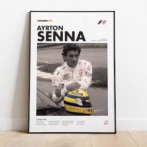 Ayrton Senna Poster Modern Wall Art, Formula 1 Bedroom decor, F1 Minimal Office, Living Room Home Decor, Dorm Wall, car enthusiast