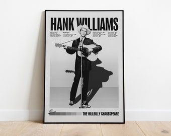 Hank Williams Tribute Poster Country music icon Frameless Wall Art 3 sizes Country Home Decor