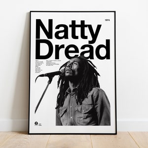 Affiche numérique inspirée de Bob Marley Natty Dread