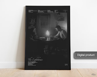 The Lighthouse Film inspired Poster - Robert Pattinson and Willem Dafoe Black and white film poster with Technical Specs