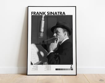 Frank Sinatra Tribute Poster Frameless minimalist mid century modern, vintage jazz 60s 70s big band & swing wall art