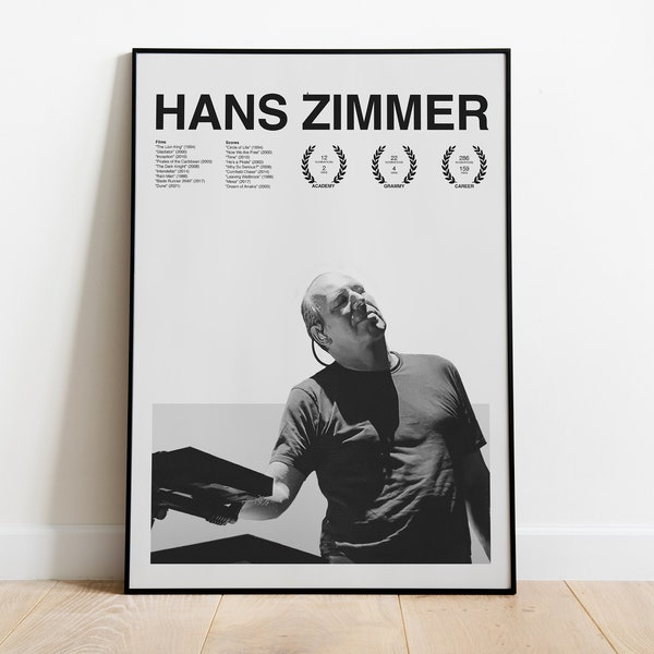 Hans Zimmer inspired poster minimalist film score modern design frameless poster