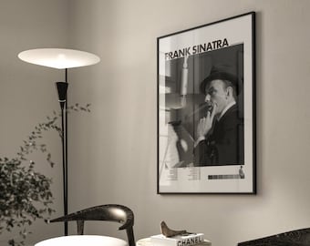 Poster di Frank Sinatra, Vintage jazz wall art, stampa di dimensioni personalizzate dal design moderno, helvetica Minimalist Contemporary Interior Design