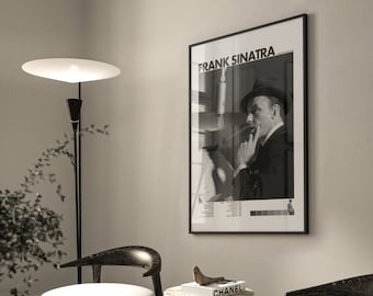 Frank Sinatra poster, Vintage jazz wall art, Modern design custom size print, helvetica Minimalist Contemporary Interior Design