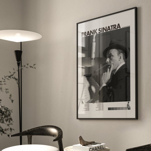 Frank Sinatra poster, Vintage jazz wall art, Modern design custom size print, helvetica Minimalist Contemporary Interior Design