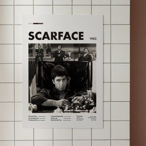 Scarface Film Poster Al Pacino, Minimalist Modern Wall Art, Custom Size ...