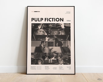 Pulp Fiction, the story of Vincent Vega and Mia Wallace, modern poster, minimalist modern wall art, custom size