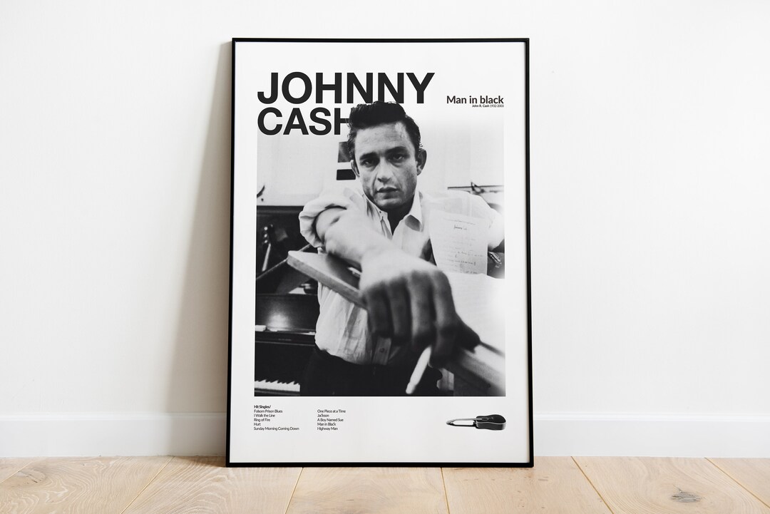Johnny Cash Poster No Frame, Man in Black Country Music Singer, Vintage ...
