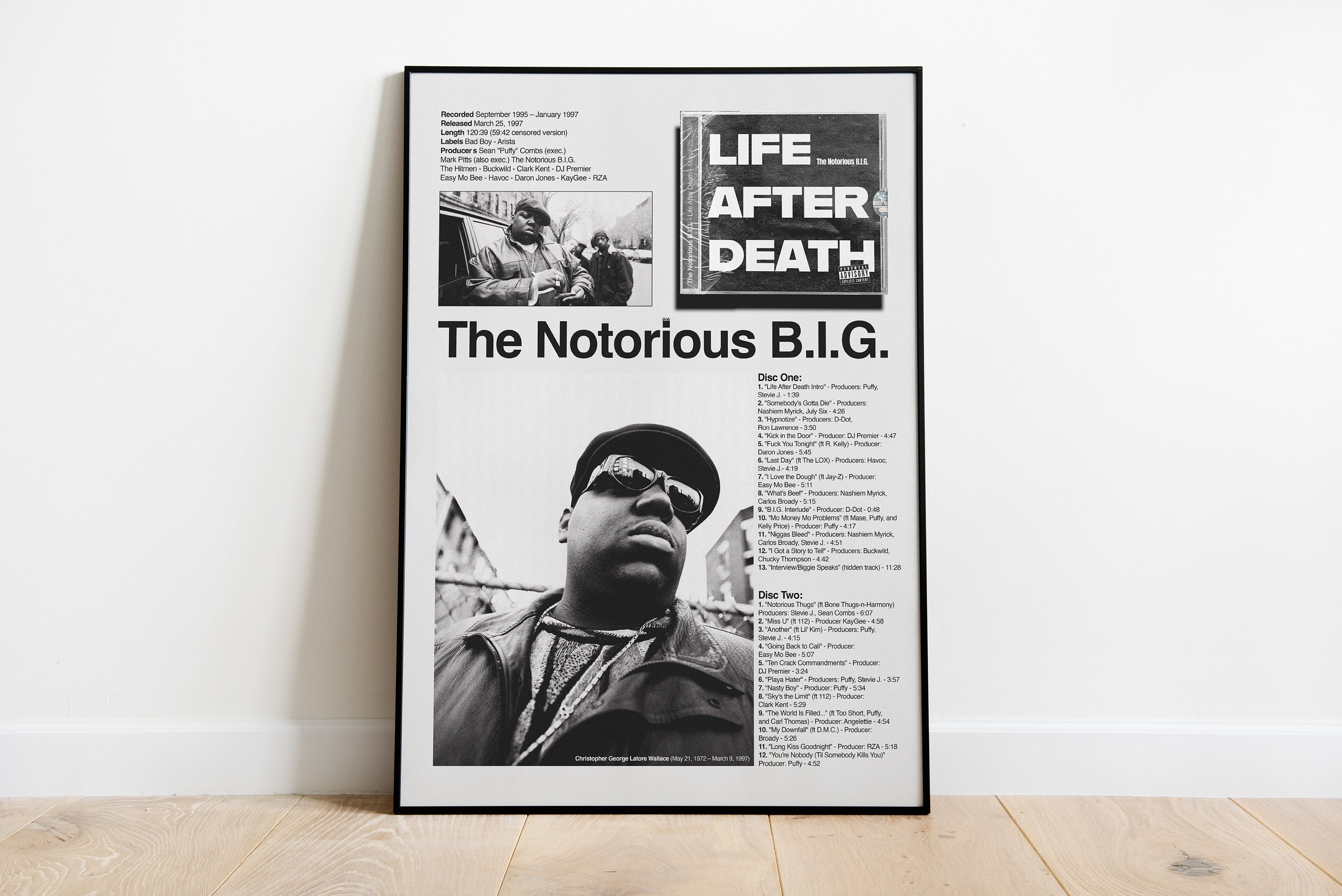 Rappers Notorious BIG Biggie Smalls & Sean Combs Art Wall Poster - POSTER  20x30