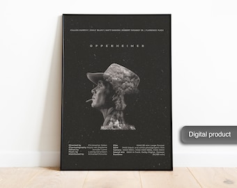 Oppenheimer Filmplakat Cillian Murphy Christopher Nolan Filmplakat minimales Design digitales Poster