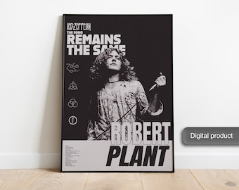 Led Zeppelin Poster Robert Plant The Song Remains The Same poster brutalism grainy vintage style digital poster