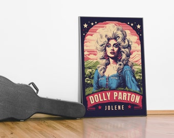 Dolly Parton Jolene tribute poster country music wall art vintage old school country music album art