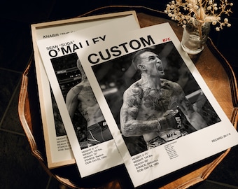 Custom UFC Poster Framed Choose Any Fighter includes photo, stats, and more, personalized gift