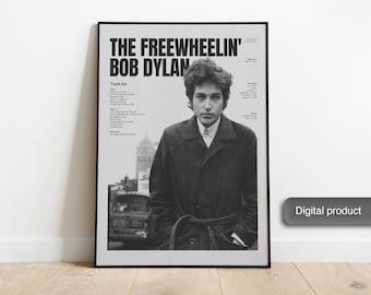 Bob Dylan Vintage Poster The Freewheelin' Bob Dylan album art custom size