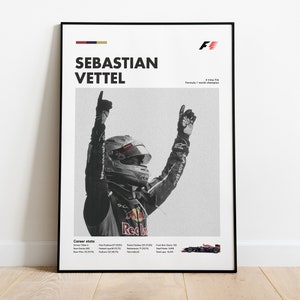 Sebastian Vettel Poster, Modern Wall Art, Formula 1 Bedroom decor, F1 Minimal Office, Living Room Home Decor, Dorm Wall, car enthusiast