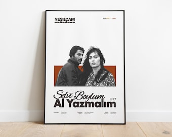 Turkish film poster Selvi Boylum Al Yazmalim yesilcam 1977 Türkan Şoray Kadir İnanır The Girl with the Red Scarf vintage movie poster