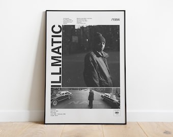 Nas Illmatic Poster 90s Hip Hop Inspired black and white poster