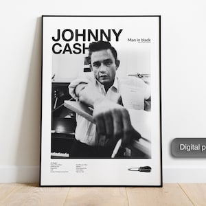 Johnny Cash poster, Modern design living room art, Helvetica, Country Music Poster