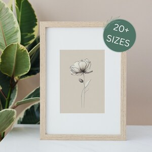 Flower Art Download, Botanical Art, Flower Art Download, Art Print Download, Flower Wall Art, Floral Artwork, Neutral flowers, Printable Art